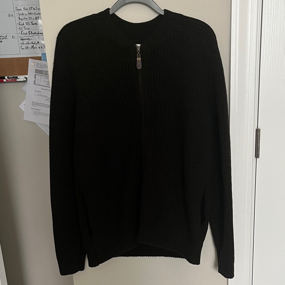 L, Orvis, Ribbed, Lambswool, Zip-Up Sweater, Expresso - Picture 2 of 5